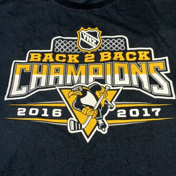 Pittsburgh Penguins Mens Size XL T-Shirt  Back 2 Back Champions 2016-2017 Hockey - Picture 4 of 6